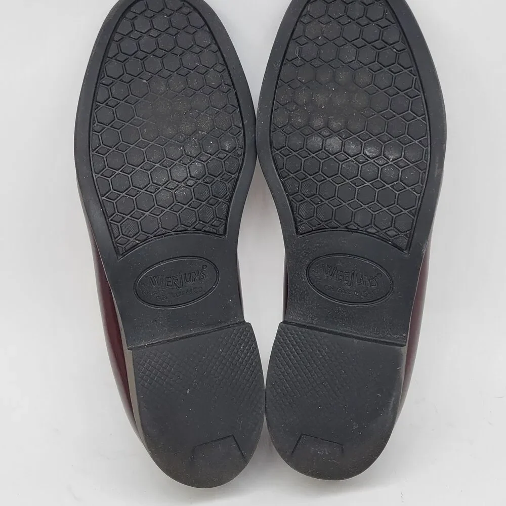 Bass Weejuns Mens Burgundy Leather Kilted Tasseled Rubber Sole Loafers  US 9.5 M